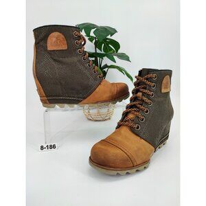 Sorel Women’s 1964 Premium Wedge Ankle Lace Up Brown Leather Boots Size 8 US